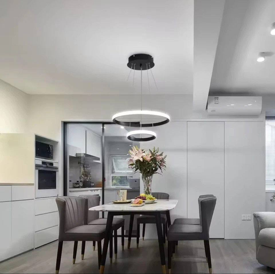 Suspension LED Moderne 2 Anneaux 32W, Lustre Design Salon/Chambre - Photo 2/4