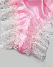 Men’s pink Satin silky feel panties ruched Luxury sissy lace trim size XL 16-18