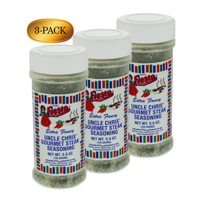 Fiesta Uncle Chris  Steak Seasoning 5.5 oz (3-Pack) | Texas Gourmet Blend