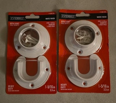 Everbilt Heavy-Duty 1-5/16'' Diameter Closet Pole Sockets White 2 Packs Metal