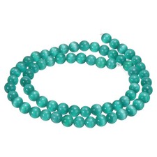 65pcs Grass Green Cat's Eye Stone Beads 6mm Round Crystal Loose Bead