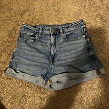 American Eagle Outfitters High Rise Stretch Cuffed Denim Shorts Blue 6