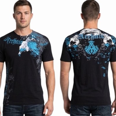 ARCHAIC by AFFLICTION Black VULTURE Short Sleeve Slim Fit Y2K T-shirt NWT