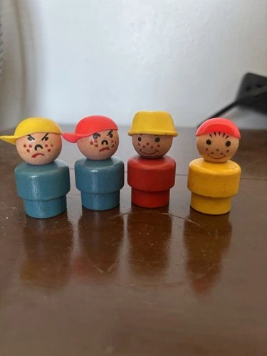 Fisher-Price Little People Boy Wooden Figures Vintage 1970s