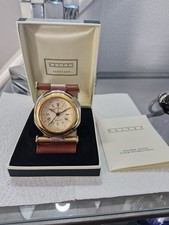 Vintage Dalvey Scotland Travel Clock With Leather Case Stand Boxed