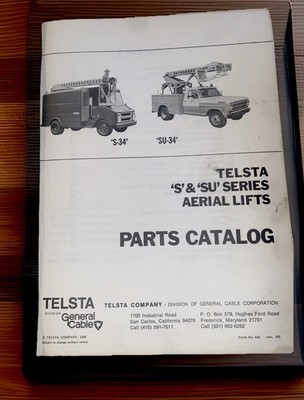 Vintage Original 1969 Telsta S&SU 34 Series  Aerial Lift Parts Catalog