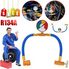 Universal Car Air Conditioning AC R134A Refrigerant Recharge Hose Pressure Gauge