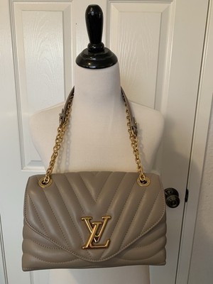 Louis Vuitton Taupe Quilted Shoulder Bag Gold Chain Strap Dust Bag Small