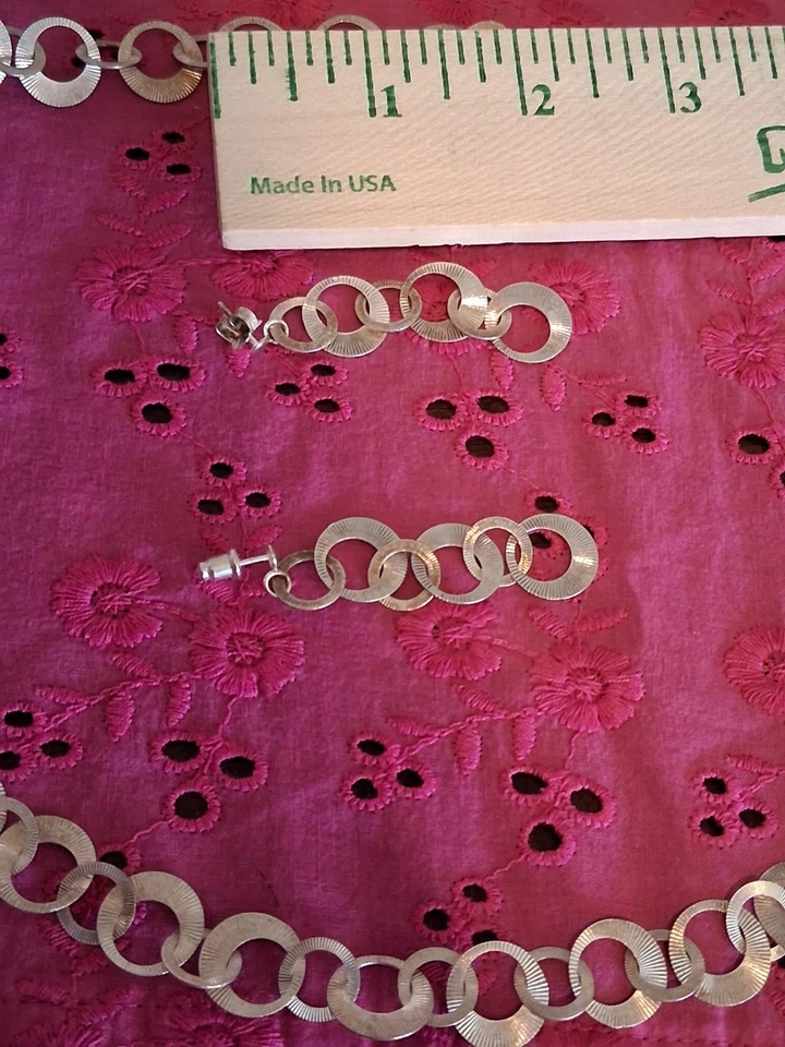 Sterling Silver 36" Chain Necklace With Matching Earrings *EUC* - Image 2 of 4