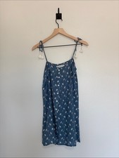 Faithful the Brand Cottage Floral Button-Up Shift Mini Dress Boho Blue 4