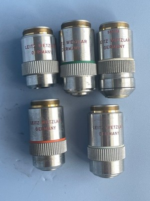 LEITZ/LEICA Microscope objective lens set NPL FLUOTAR P 2.5/6.3/16/25/100