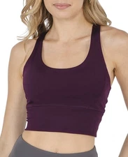 90 Degree by Reflex Women’s Burgundy Racerback Pullover Workout Sports Bra M