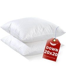 Down Feather Throw Pillow Inserts 20x20 Set of 2 Firm Large Lumbar Pillows fo...