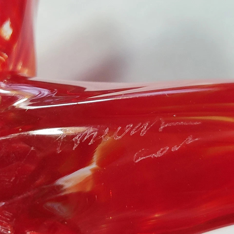 Estatuilla pisapapeles estrella de mar aventurina roja vidrio artístico de estudio firmada de colección 5" Foto 2 de 4