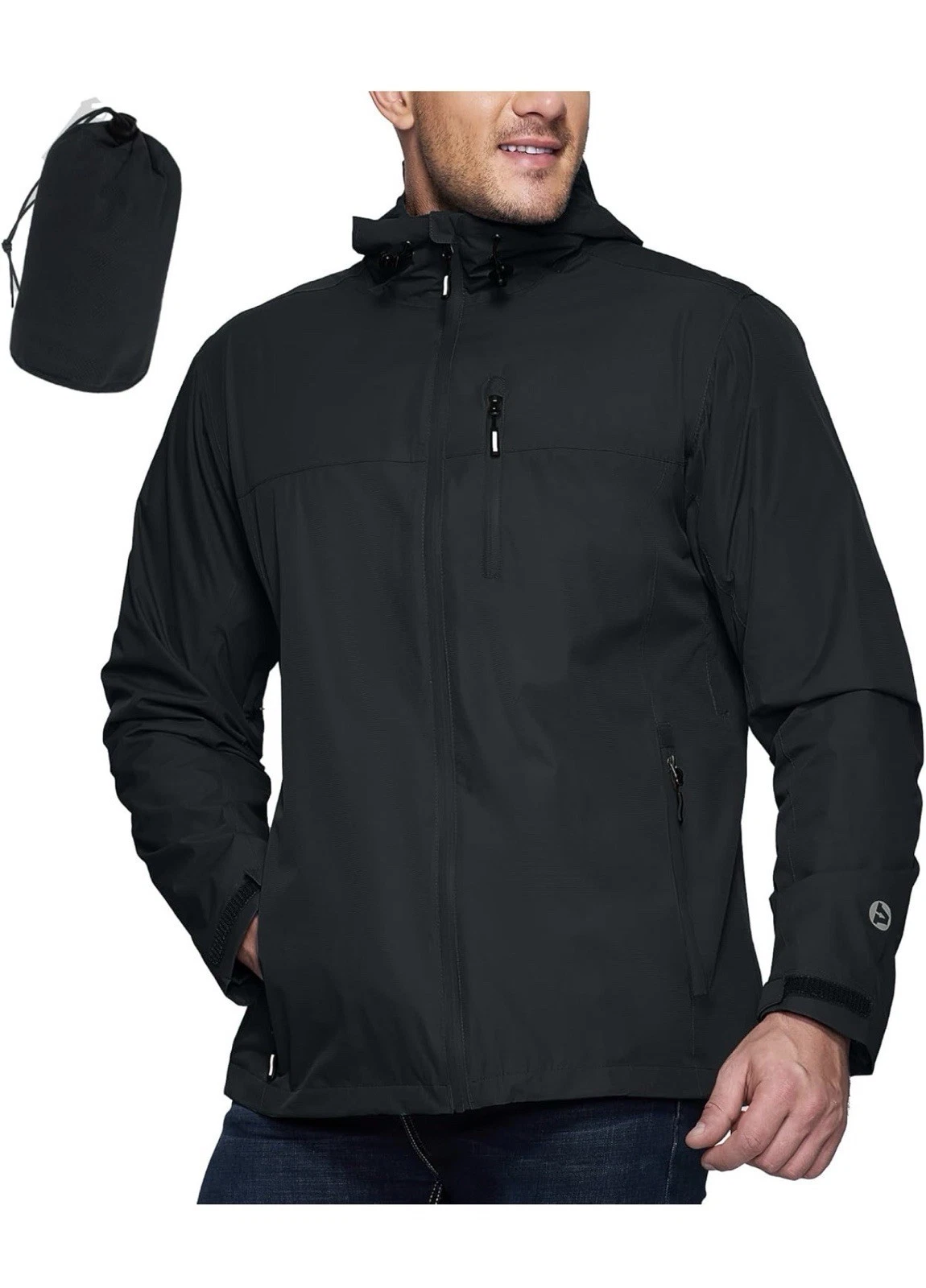 Outdoor Ventures Men's Packable Rain Jacket Waterproof Lightweight Raincoat-XL