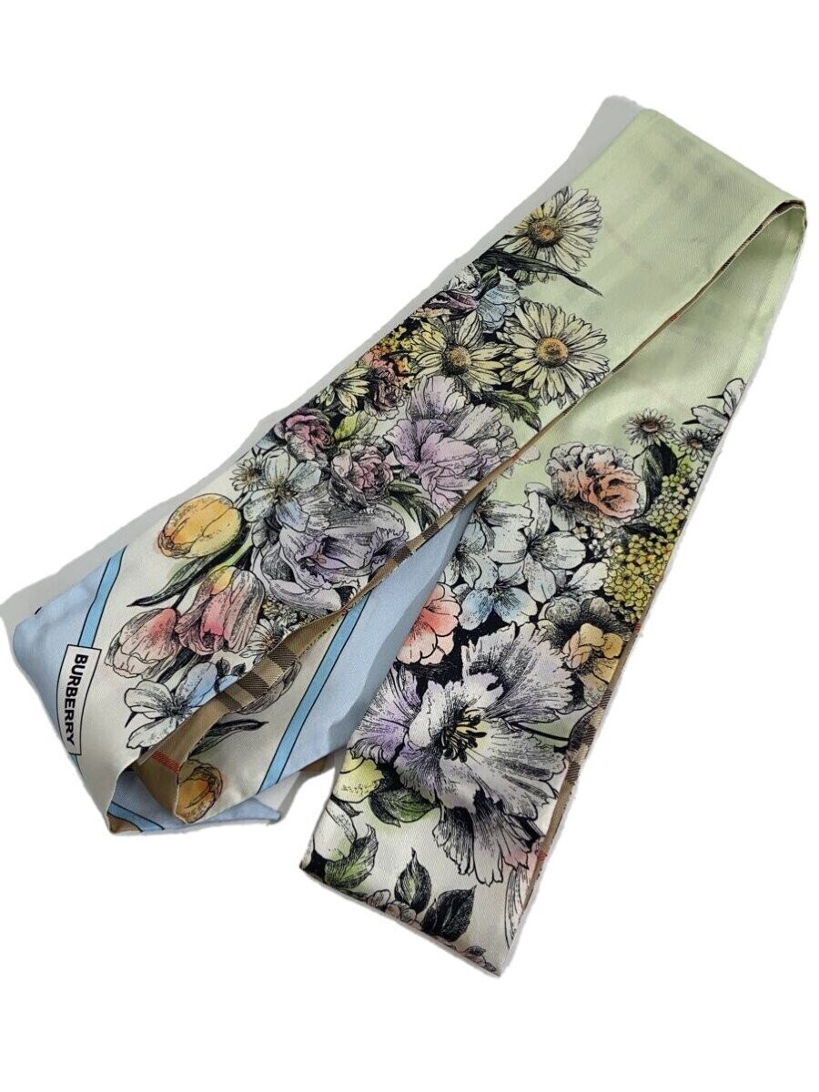 BURBERRY Montage Print Multicolor Silk Skinny Scarf for Women