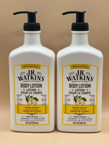 2-Pack J.R. Watkins Body Lotion Daily 99% Natural Lemon Cream Scent 18 Oz