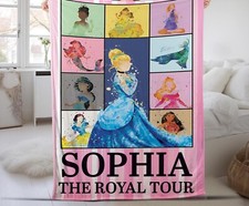 Personalized Disney Princess The Royal Tour Blanket, Custom Name Baby Girl, Disn