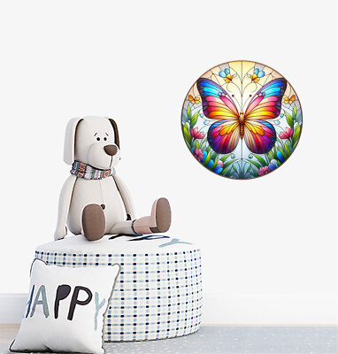 Ostern Buntglas Schmetterling Ei Wandbild Kinderzimmer Vinyl Aufkleber Abziehbilder a11174
