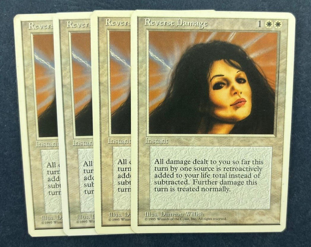MTG 4X 4TH EDITION REVERSE DAMAGE NM MAGIC THE GATHERING INSTANT RARE WHITE