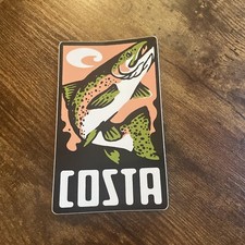Costa Del Mar Sunglasses Logo Pink Fish Fly Fishing Sticker/Decal Approx 3x4.5  