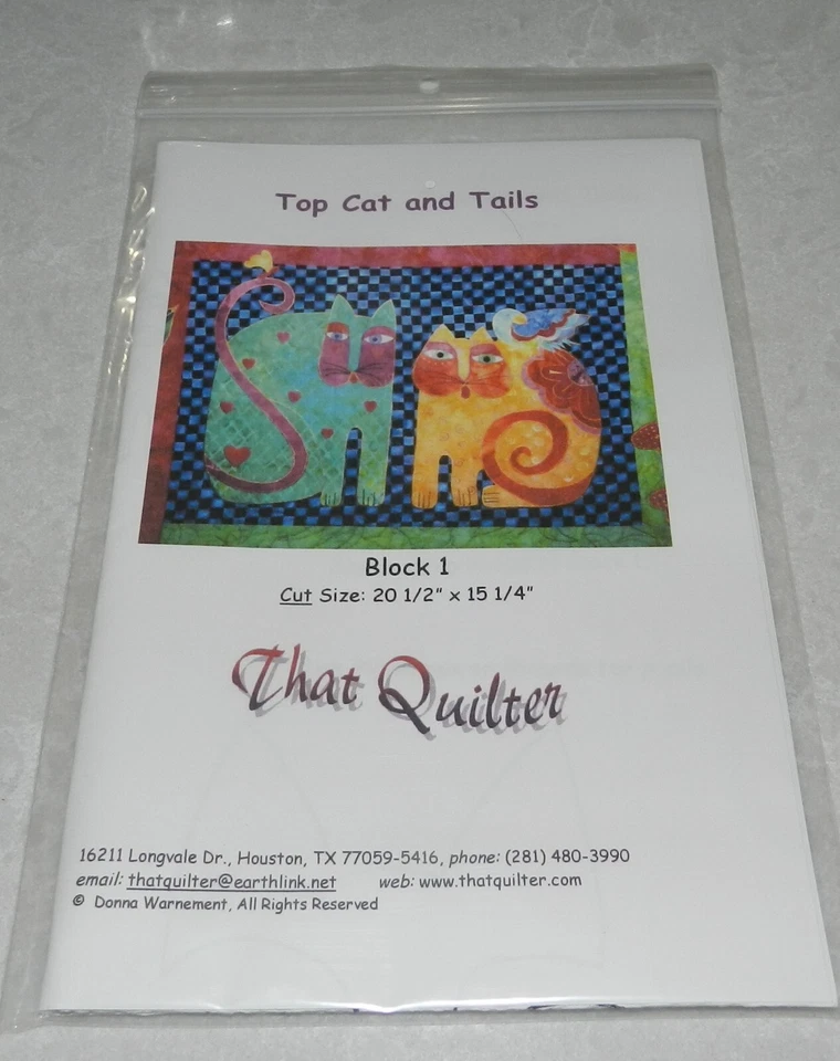 Laurel Burch Inspired Quilt Patterns NEW Top Cat & Tails 10 Blocks for Applique - Image 3 of 4