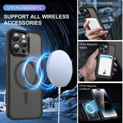 For iPhone 13 14 Pro Max MagSafe Case Magnetic Shockproof Rugged Hybrid Cover