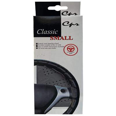 Grey Small Classic Grip Synthetic Leather Old School Wrap Steering Wheel Cover