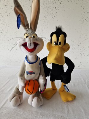 2er Set Bugs Bunny Duffy Duck Space Jam 1996 Warner Bros. Plüsch Kuscheltier 