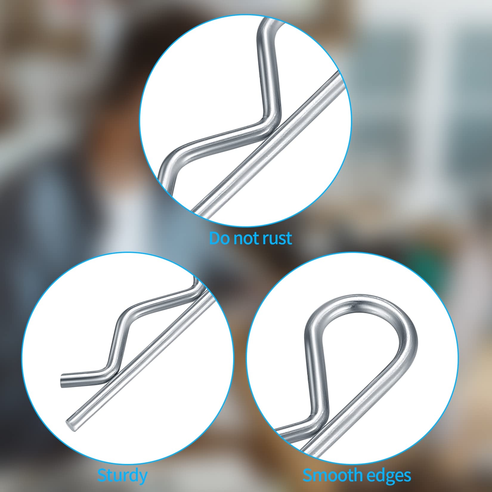 100 Pcs Cotter Pins Assortment Kit Hair Pin R Clips Retaining Pins for Trucks