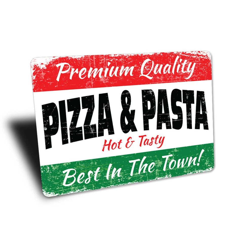 Letrero de metal para pizza y pasta italiana Foto 3 de 4