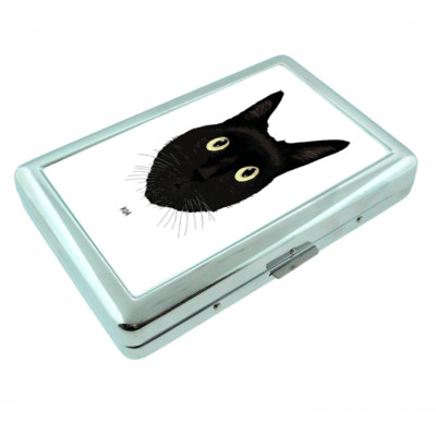 black cat cigarette case Yellow-Eyed for Men Women Flip Open Cigarette Box Holder for Travel Party : Health & Household Vintage Black Cat Virginian Cigarette