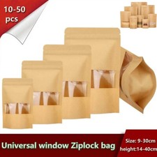 Kraft Paper Clear Window Self Sealing Bag Zip-Locks Show Bags Storage Pack Bag  
