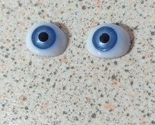 12 mm BRIGHT BLUE ACRYLIC FLAT BACKED OVAL EYES Code EYO