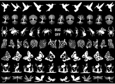 Hummingbird to Dragonfly 78 pcs 0.65 Inch White Fused Glass Decals