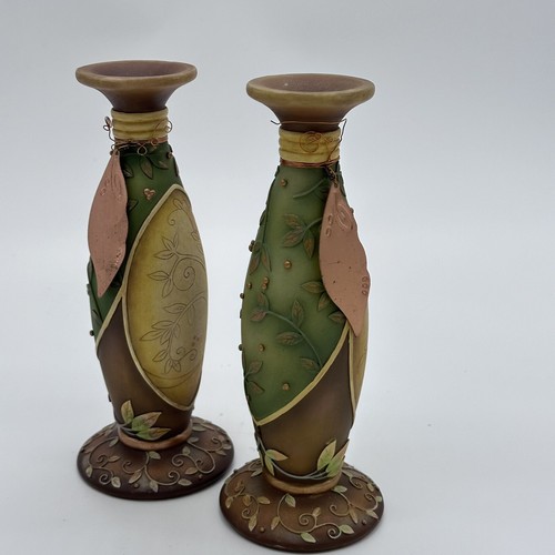 Blooming Wild Karen Hahn 2003 Enesco Set Of Two Pillars No Flower Sticks - Picture 14 of 14
