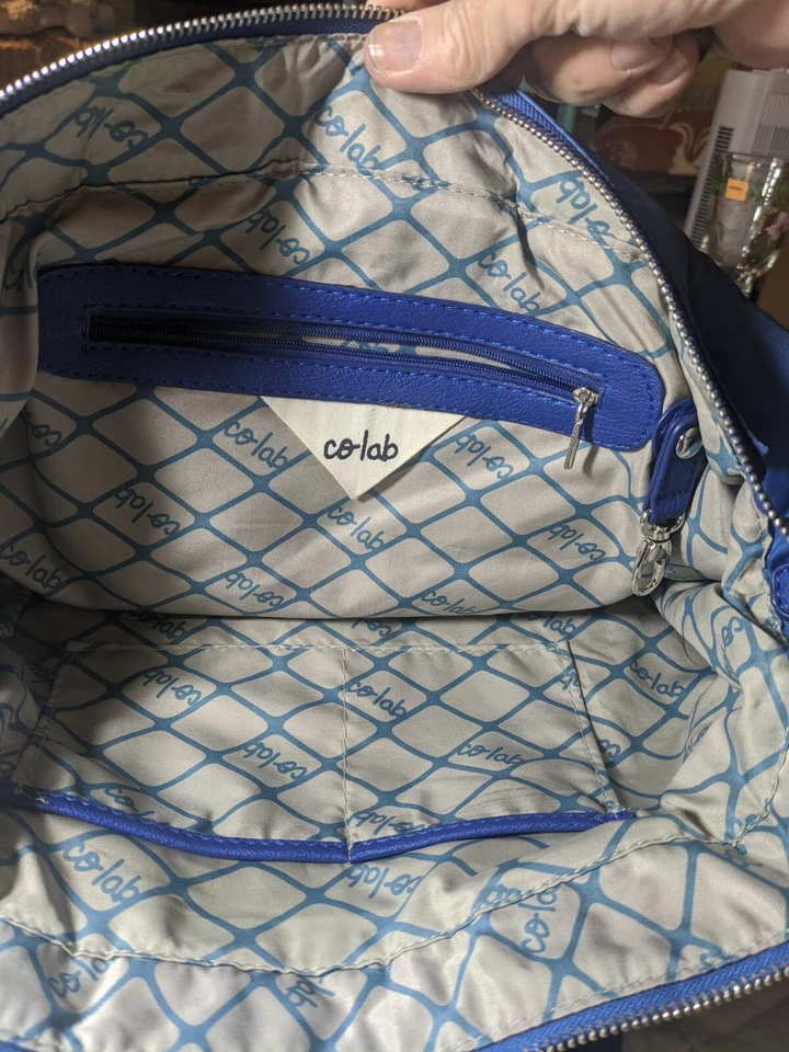 Co-Lab Royal Blue Nylon Silver Hardware Leather Trim 16w 13t 7.5d 5sd - Image 4 of 4