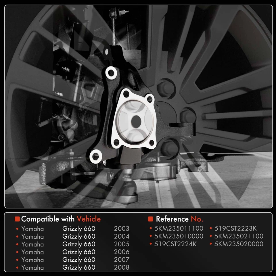 Nudillo de dirección delantero izquierdo y derecho 2 piezas para Yamaha Grizzly 660 2003-2008 Foto 2 de 4