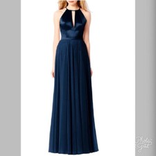 After Six 6705...Full Length, Halter, V-Neck Dress...Midnight....Size 14....NWT