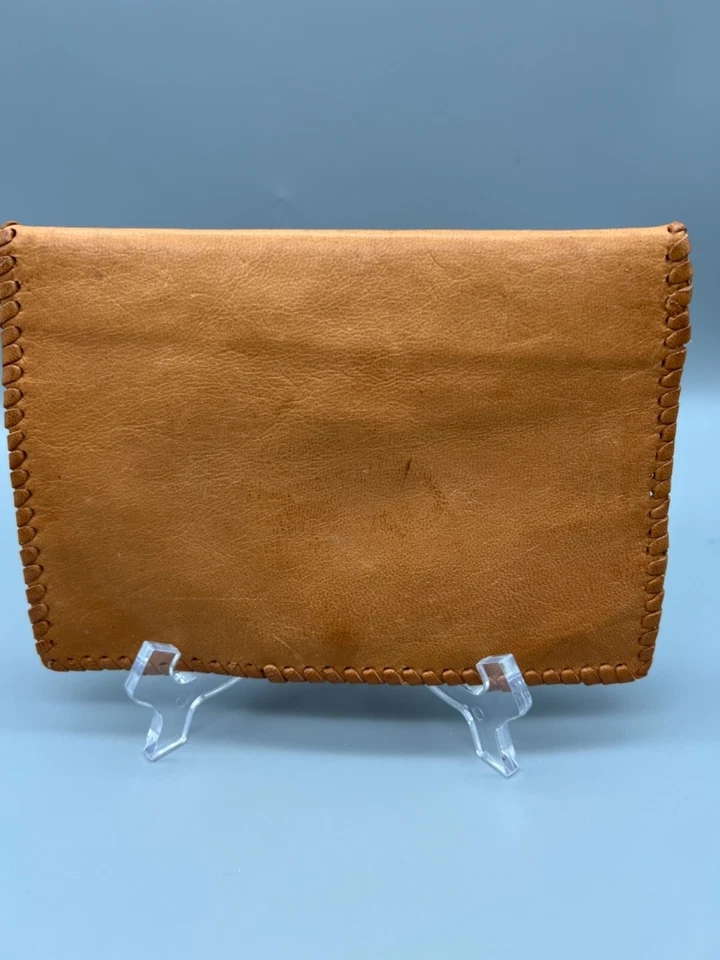 Cartera sin asas de cuero en relieve Venezuela hecha a mano con bolsillo para monedas tarjetero Foto 2 de 4