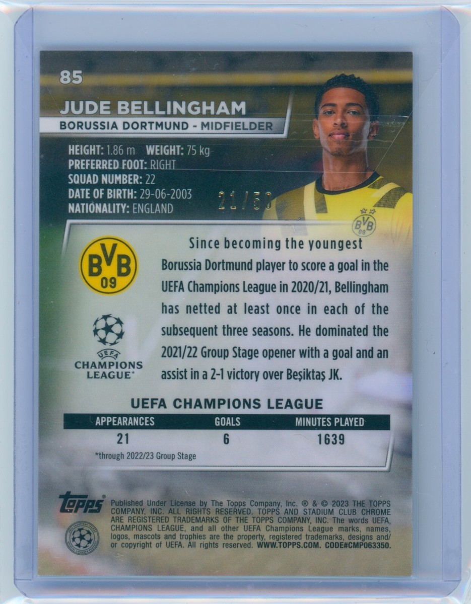 22-23 Topps Stadium BELLINGHAM 世界50枚限定 2022-23 Jude Bellingham Topps Stadium Club Chrome Gold Prism