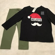 Old Navy Gr. 12-18 Mos Santa Believe Langarmshirt & Leggings Outfit Neu mit Etikett