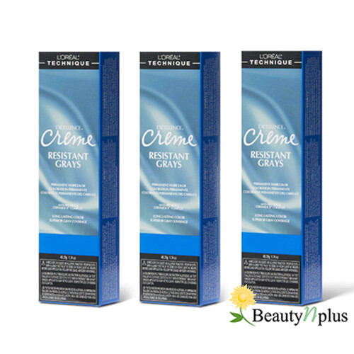 L'Oreal Excellence Creme Resistant Grays Haircolor 1.74oz ( 3 PACKS)