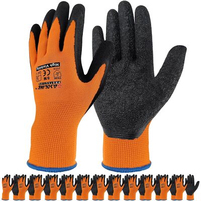 Gasoline 13 Gauge Polyester Latex Crinkle Palm Dipped Gloves /Men Women/ 12Pairs