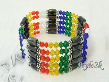 Magnetic Necklace Bracelet white crystal anklet neck collar gift Hematite 14-56"