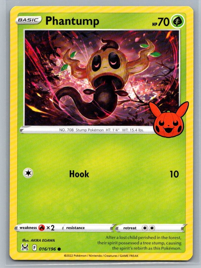Phantump Halloween 16/196 Lost Origin Common Pokémon TCG 2022