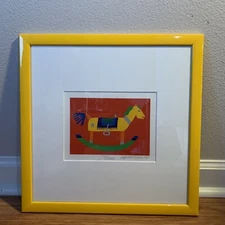 Daniel Gelakoska - Rocking Horse Framed Matted Fine Art Print 1990s Hand Signed