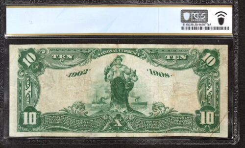 1902 $10 SCOTTSBLUFF NATIONAL BANKNOTE CURRENCY FR.618 NEBRASKA PCGS 30 VF (341B - Picture 2 of 2