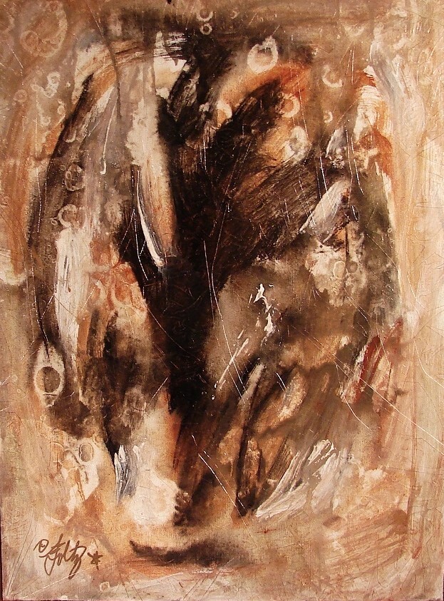 Modernist ABSTRACT PAINTING Expressionist MODERN Art WOODY PLACES by FOLTZ 