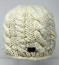 The North Face Unisex Cable Knit Beanie Hat OSFA White Acrylic/Wool Blend FLAWS
